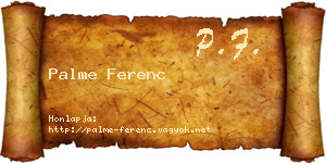 Palme Ferenc névjegykártya